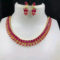 Red Brass Base Imitation Pearl Necklace Jewellery Set
