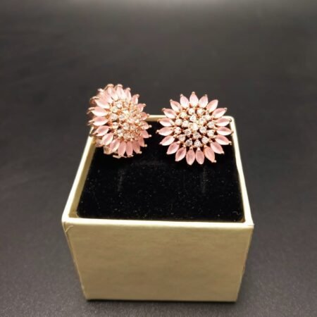 American Diamond Earring Tops Rose Gold Polish