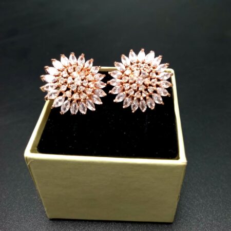 American Diamond Earring Tops Rose Gold Polish