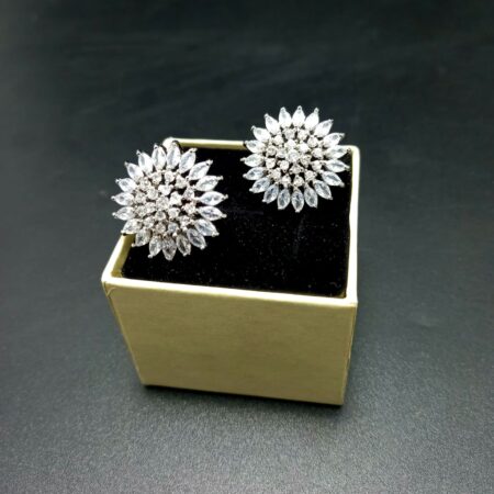 American Diamond Earring Tops White Polish