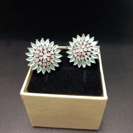 American Diamond Earring Tops White Polish