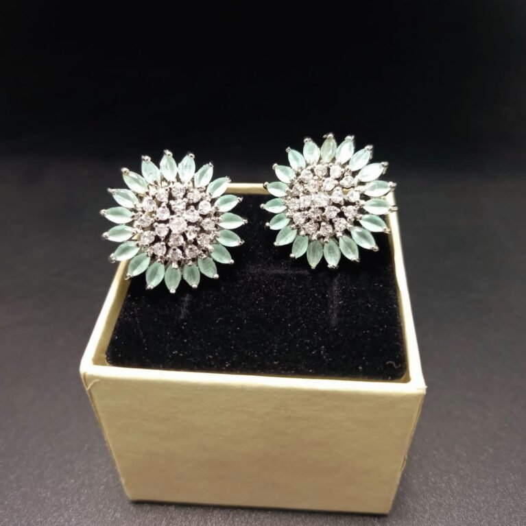 American Diamond Earring Tops White Polish