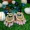 Brass Gold Plated Pearl Stone Studded Handmade Earrings Jewellery