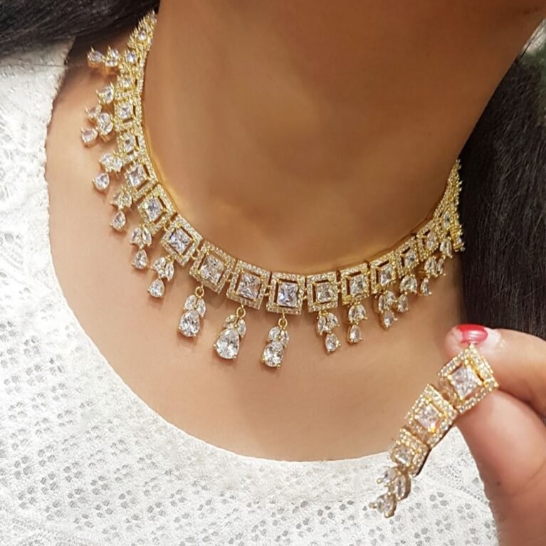 American Diamond High End Designer Necklace Jewellery Set for Wedding