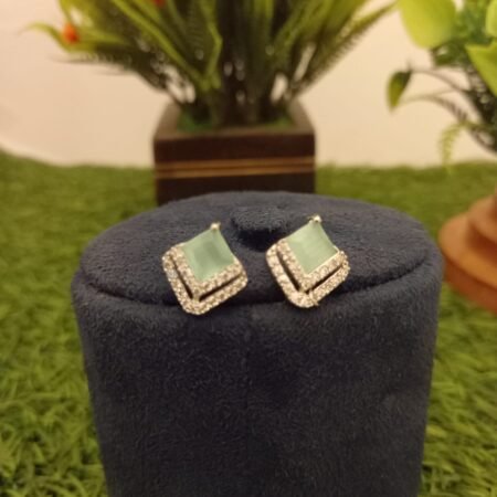 Light Green American Diamond Earring Tops Jewellery While Polish for Women