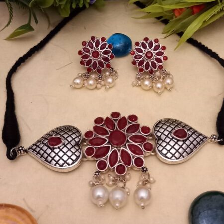 Multicolor Oxidised Necklace Set Jewellery for Women