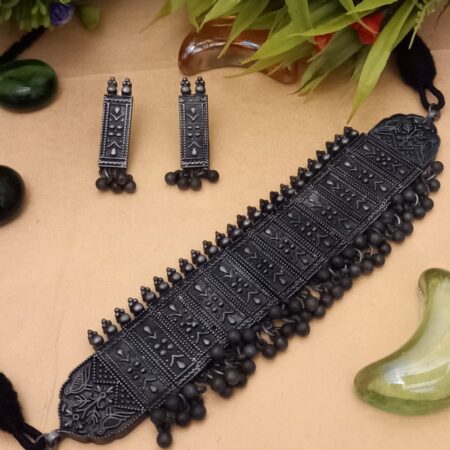 Black colour Indian Jewellery Oxidised Necklace Set Jewellery for Women