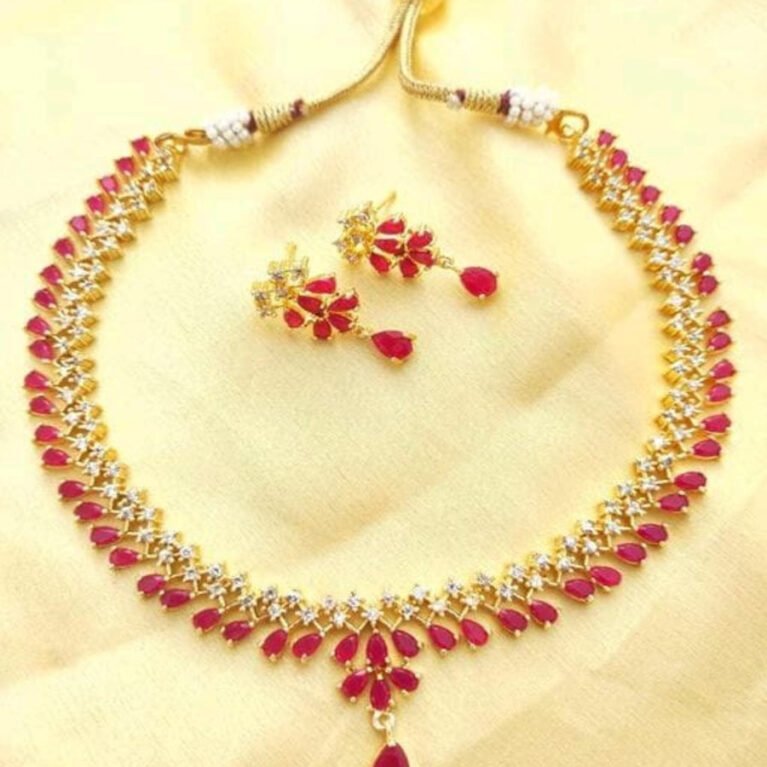 American Diamond with Earrings Jewellery Necklace Set for Wedding