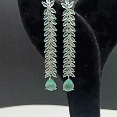 Light Green American Diamond Long Hanging Earrings Jewellery for Women